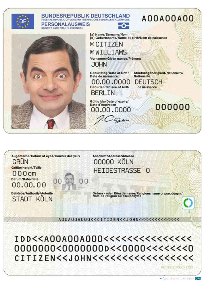 Download Germany ID template (2021 – present) Photoshop template